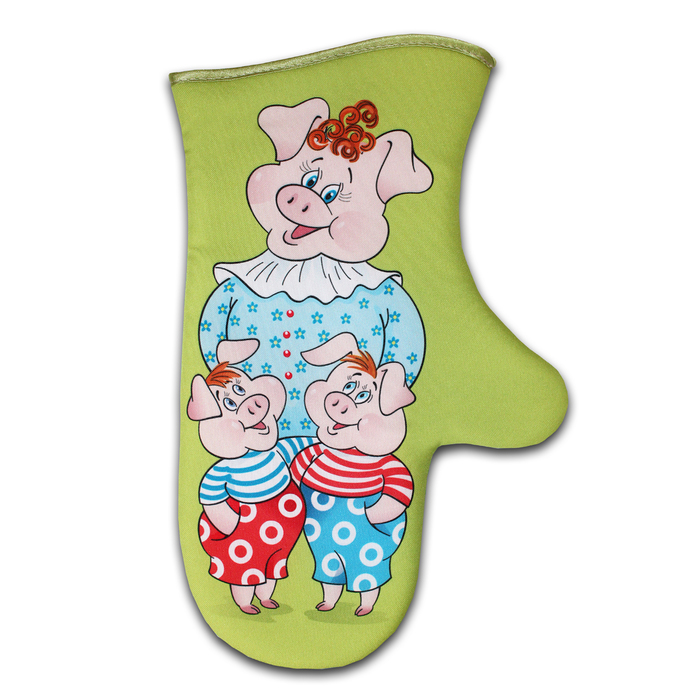 Прихватка рукавица для духовки "Семья" 30 см, габардин,ваф.п,160 г/м2,100% хл