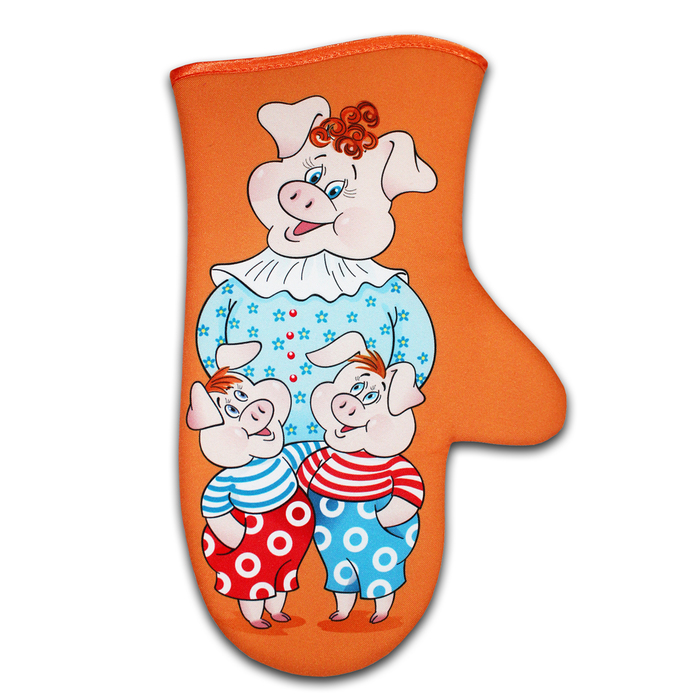 Прихватка рукавица для духовки "Семья" (1) 30 см, габардин,ваф.п,160 г/м2,100% хл