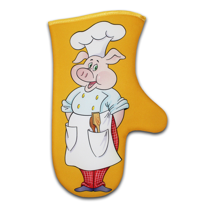 Прихватка рукавица для духовки "Повар хрюшка" 30 см, габардин,ваф.п,160 г/м2,100% хл