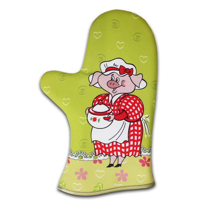 Прихватка рукавица для духовки "Бабуля Хрюля" 30 см, габардин,ваф.п,160 г/м2,100% хл