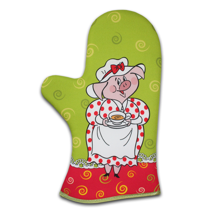 Прихватка рукавица для духовки "Бабуля Хрюля" (1) 30 см, габардин,ваф.п,160 г/м2,100% хл