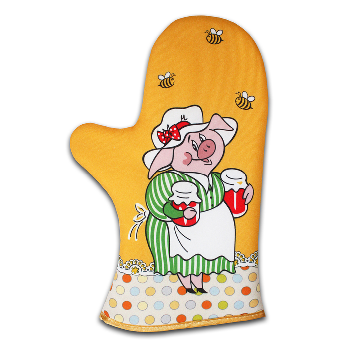 Прихватка рукавица для духовки "Бабуля Хрюля" (2) 30 см, габардин,ваф.п,160 г/м2,100% хл