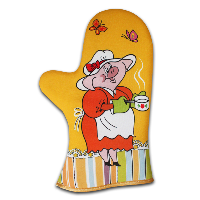 Прихватка рукавица для духовки "Бабуля Хрюля" (3) 30 см, габардин,ваф.п,160 г/м2,100% хл