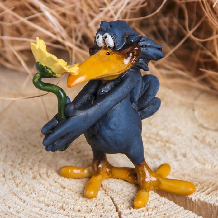 Сувенир полистоун &quot;Ворона Романтик&quot; 7х8х8,5 см