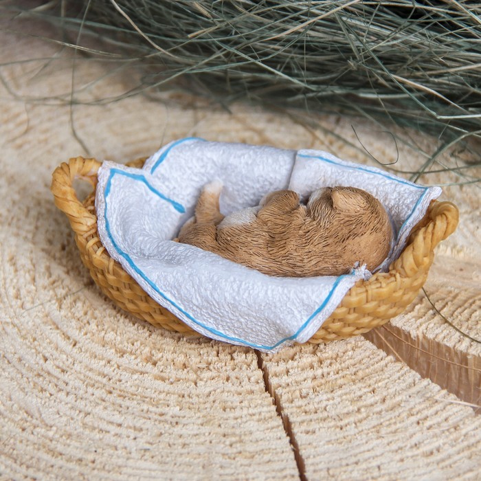 Сувенир полистоун "Щенок в корзине" 10х6,5х3,5 см