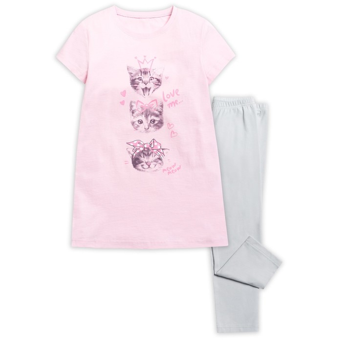 Пижама для девочки, рост 122 см, цвет розовый