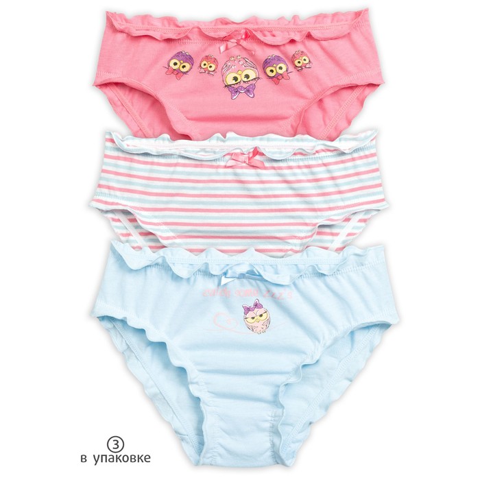 Трусы для девочки, рост 92 см, цвет белый голубой/розовый