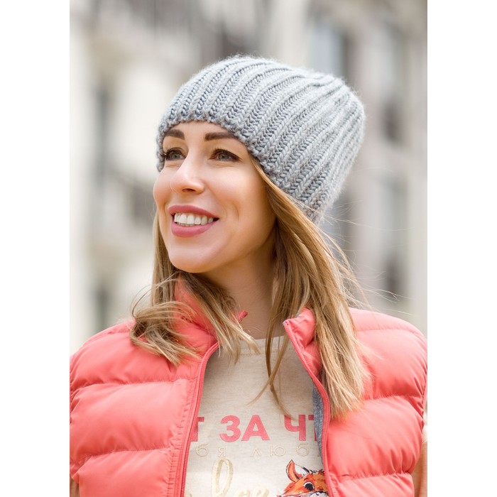 Шапка женская, размер ONE SIZE, цвет серый