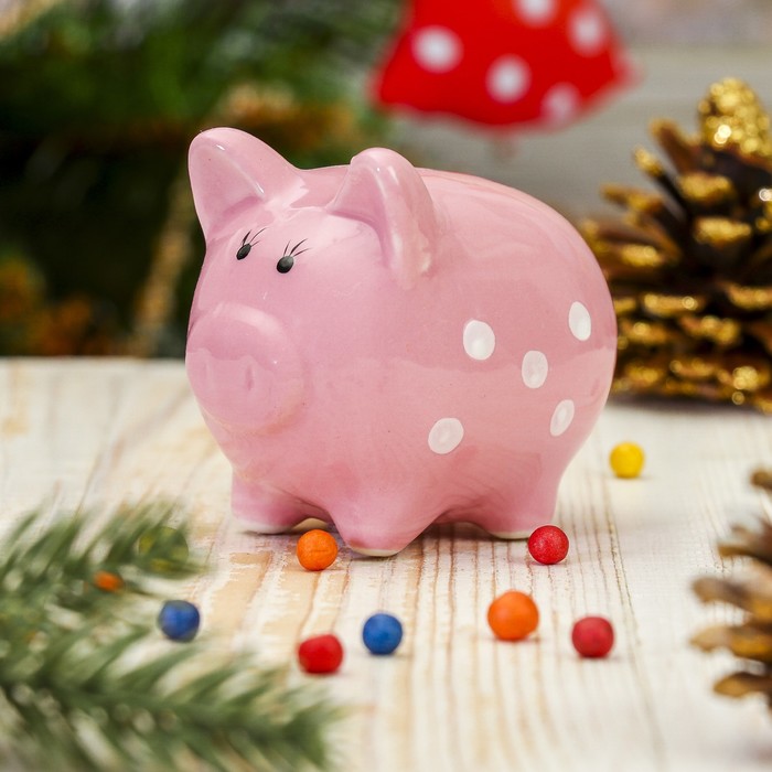 Копилка керамика "Розовая хрюша" 5,5х8х7 см