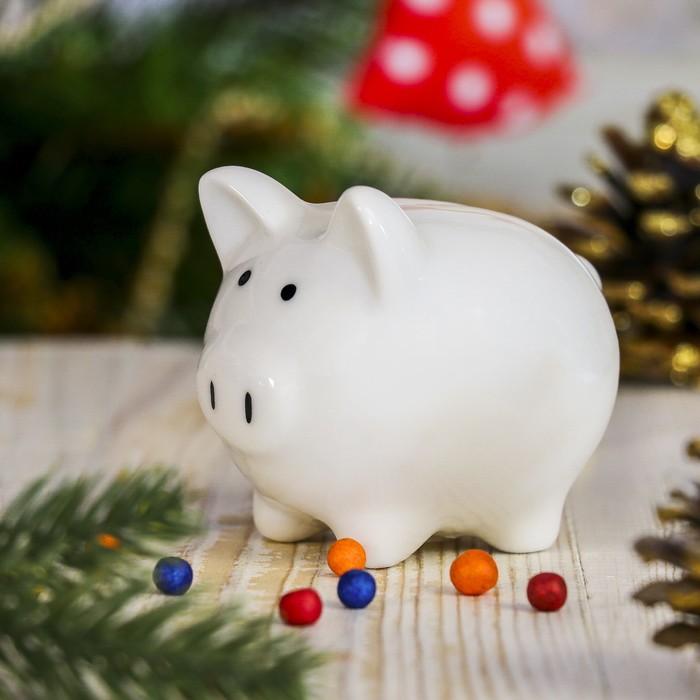 Копилка керамика "Белая хрюша" 5,5х8х7 см