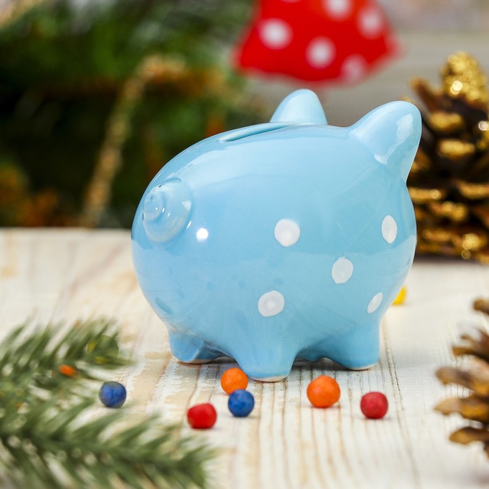 Копилка керамика "Голубая хрюша" 5,5х8х7 см