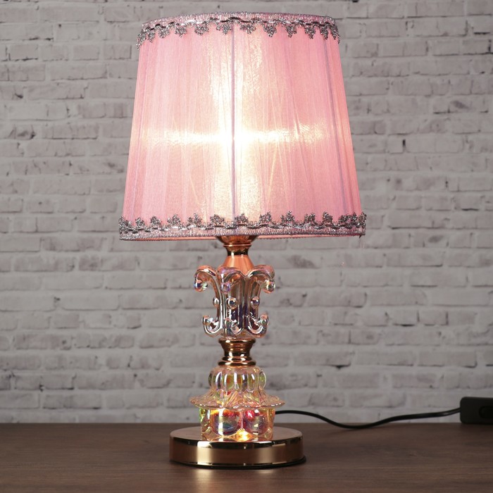 Лампа настольная Е27 220В "Розовые мечты" низ с подсветкой 39х22х22 см