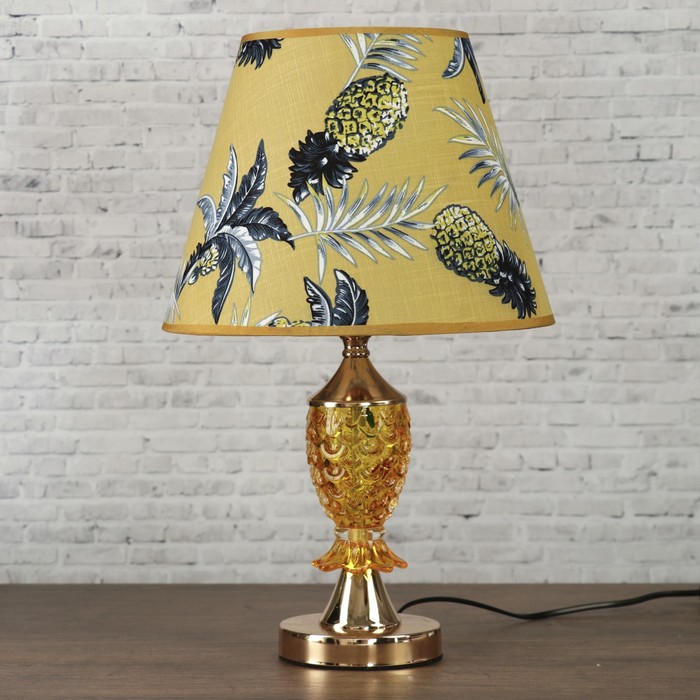 Лампа настольная Е27 220В "Ананасы и пальмы" низ с подсветкой 43х28х28 см