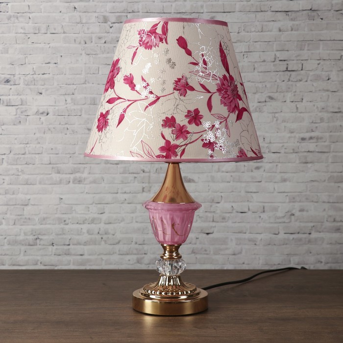 Лампа настольная Е27 220В "Розовая ветвь" низ с подсветкой 42х28х28 см