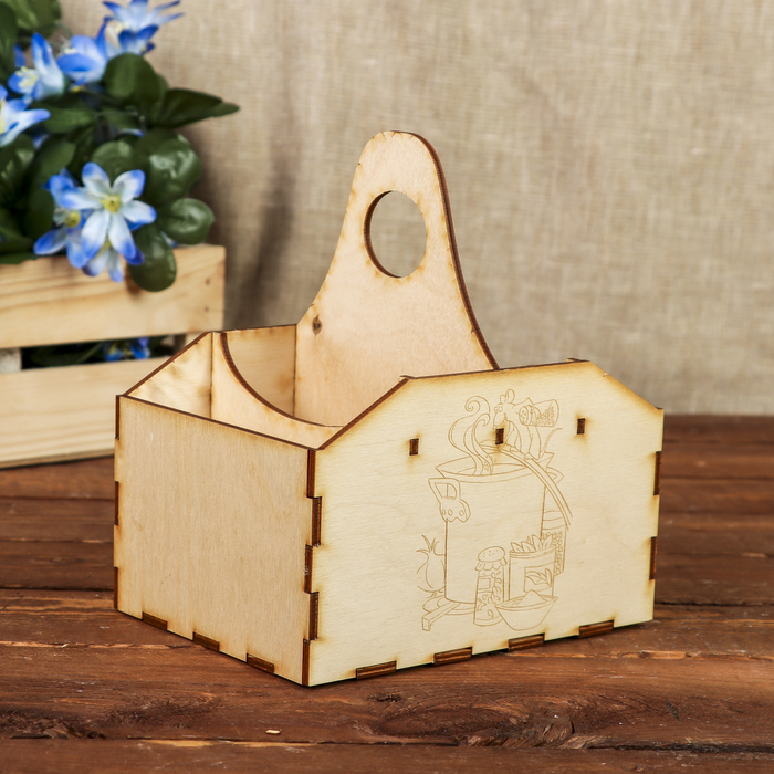 Коробка для специй для декора "Приятного аппетита" из фанеры 15,5х17х11,5 см