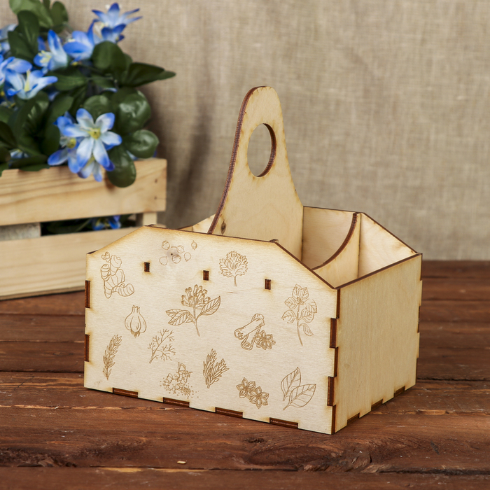 Коробка для специй для декора "Приятного аппетита" из фанеры 15,5х17х11,5 см