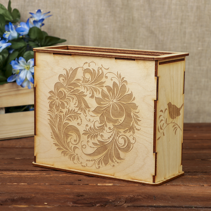 Коробка для декора "Цветущих садов и пения птиц" из фанеры 21х17х8,5 см