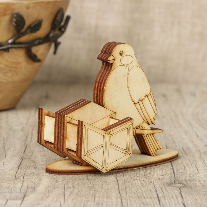 Держатель для зубочисток для декора "Снегирь" из фанеры 12,5х9,5х6 см