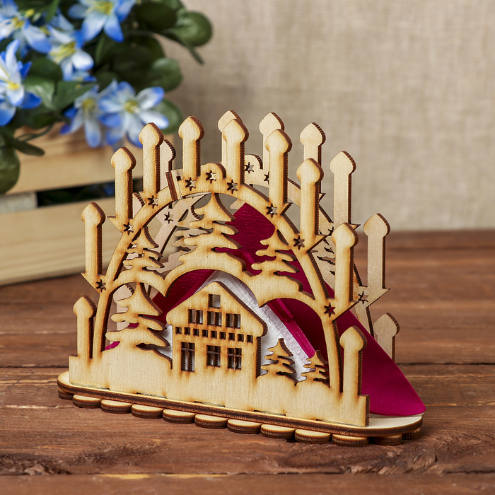 Салфетница для декора "Лесной домик" из фанеры 18х12,5х4,5 см