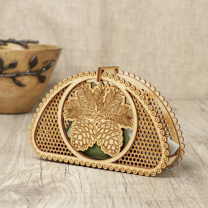 Салфетница для декора "Шишки" из фанеры 18х11х4,5 см