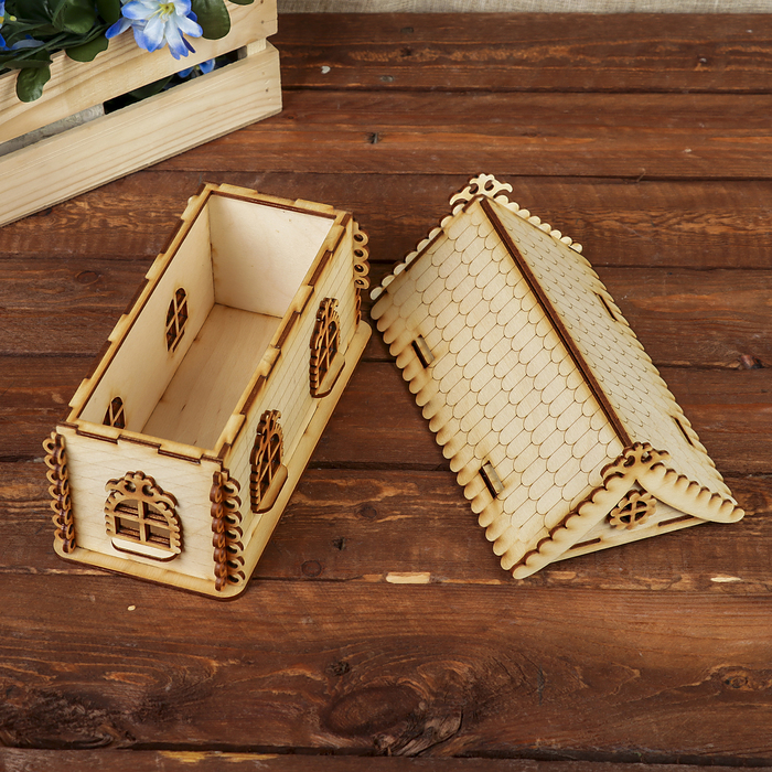 Чайный домик для декора "Терем" из фанеры 20х14х12 см