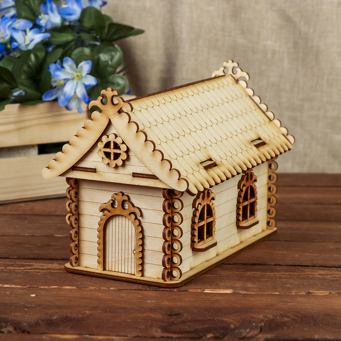 Чайный домик для декора "Терем" из фанеры 20х14х12 см