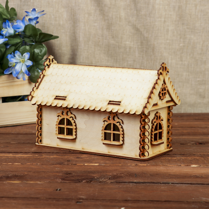 Чайный домик для декора "Терем" из фанеры 20х14х12 см