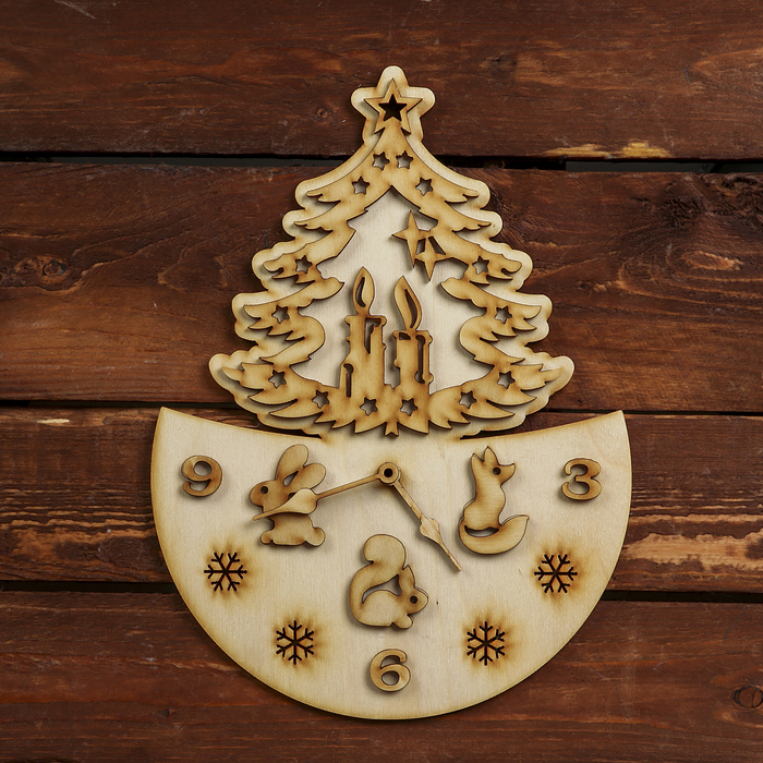Основа для часов "Ёлка"из фанеры 20х27 см набор 10 деталей