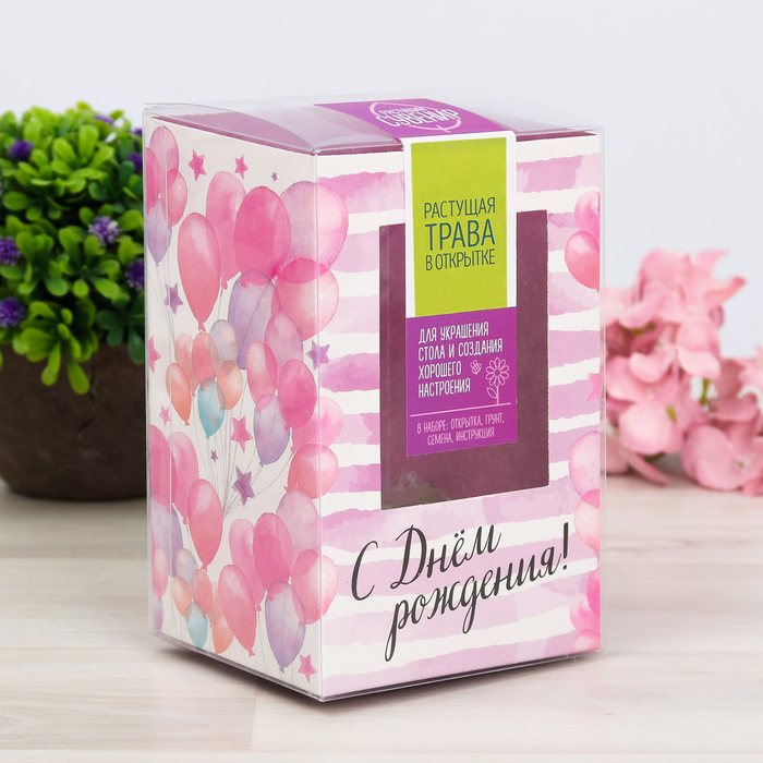 Открытка с прорастайкой "С Днём рождения", лаванда