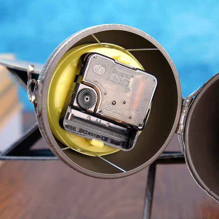 Часы настольные серия Ковка. Самолет ретро, 1 АА, серый, 41х44х19 см