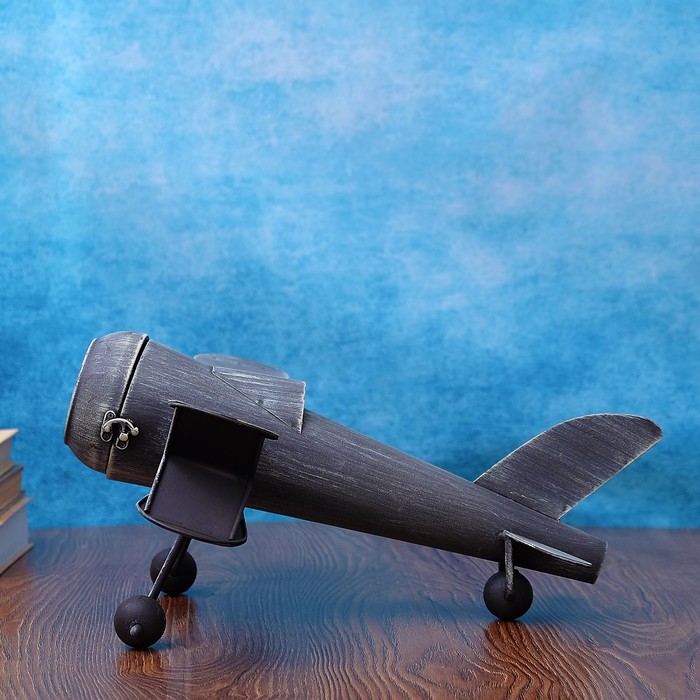 Часы настольные серия Ковка. Самолет ретро, 1 АА, серый, 41х44х19 см