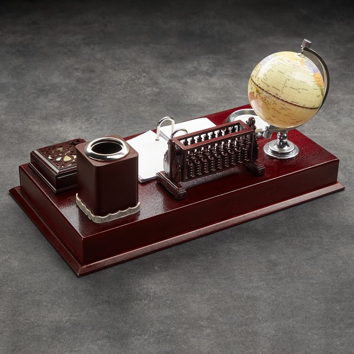 Набор настольный 5в1(глобус, визитница, блок д/бумаги, карандашница, часы), 19х40 см