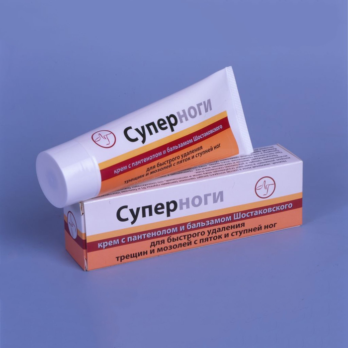 Крем для для быстрого удаления трещин и мозолей СуперНоги, Бальзам Шостаковского, 75 г