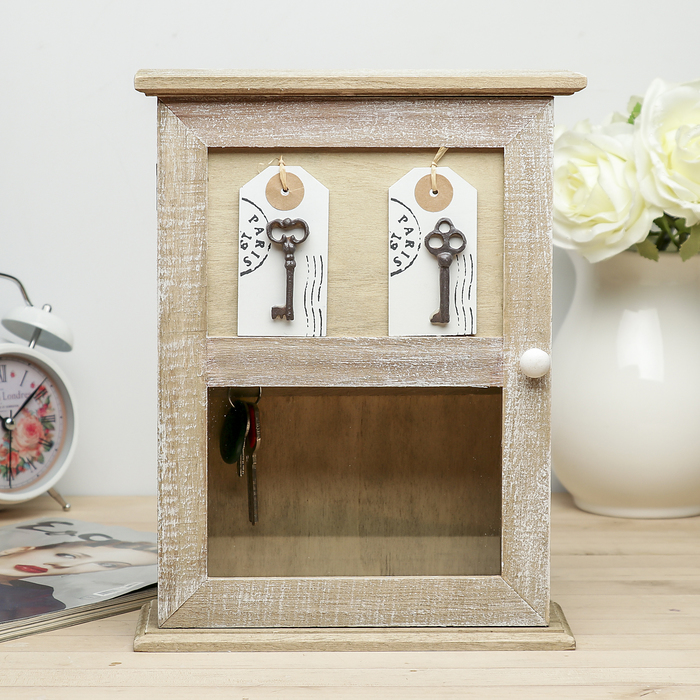 Ключница дерево 3 крючка и полочка "Семейная" 29,8х22,7х8,8 см