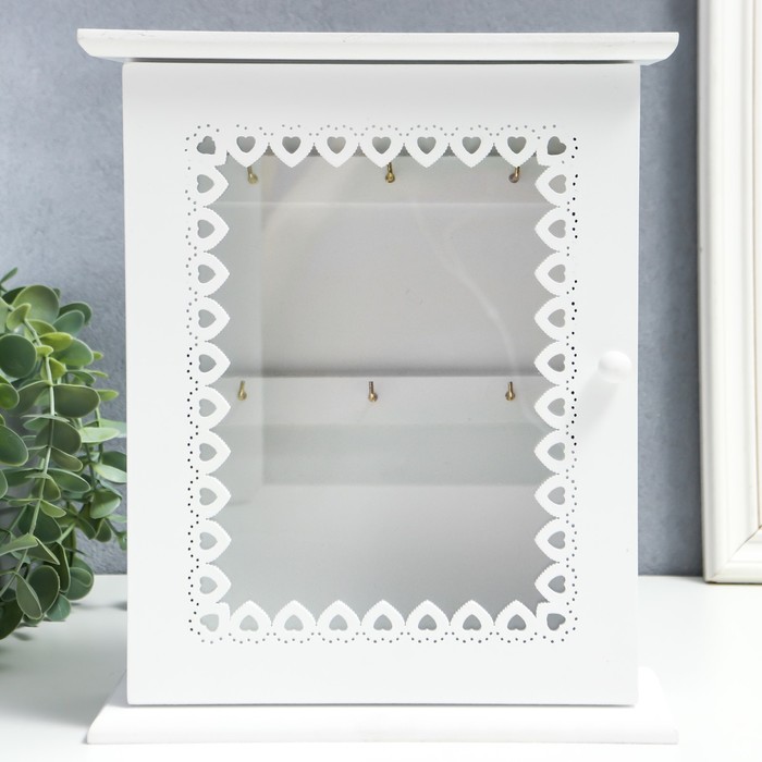 Ключница дерево 6 крючков "Кружевница" 24,5х19,5х6 см