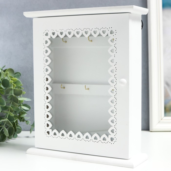 Ключница дерево 6 крючков "Кружевница" 24,5х19,5х6 см