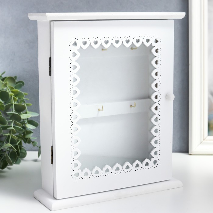 Ключница дерево 6 крючков "Кружевница" 24,5х19,5х6 см