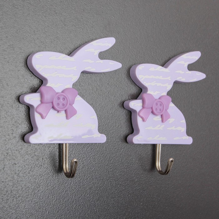 Набор крючков на липучке "Зайчик" 2 шт, цвет МИКС