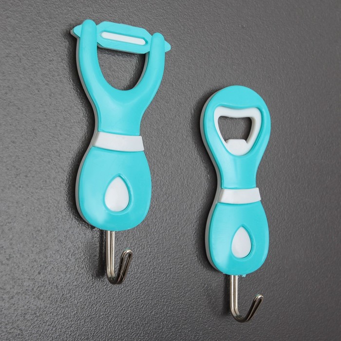 Набор крючков на липучке 2 шт "Кухня", цвет МИКС