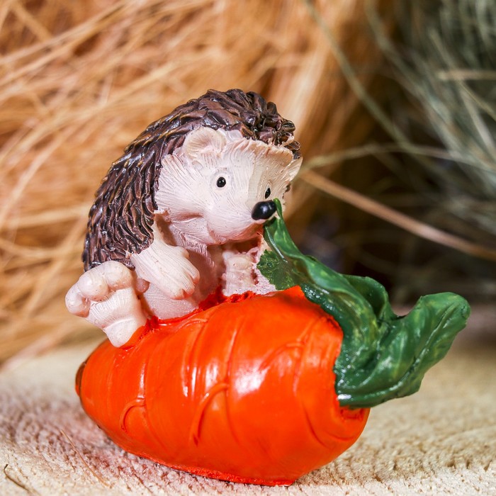 Сувенир полистоун "Ёжик верхом на морковке" 7х9х5 см