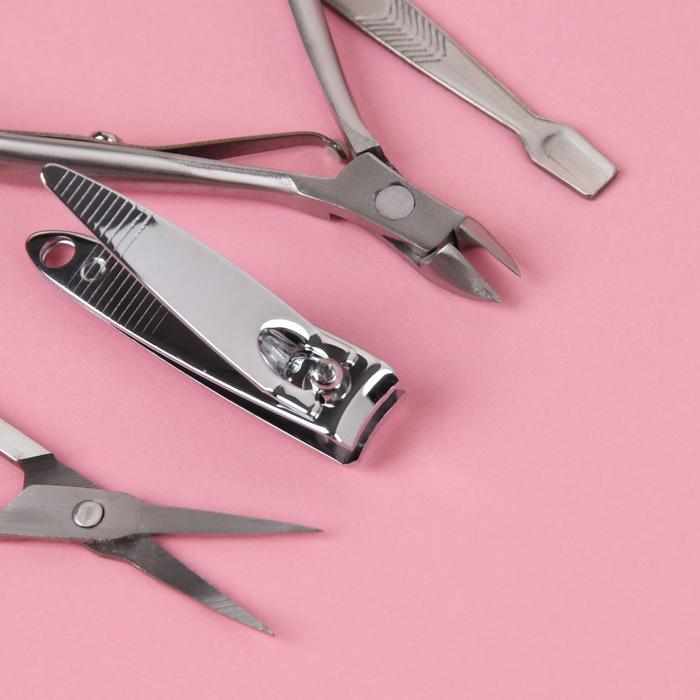 Набор маникюрный, 7 предметов, цвет коричневый/чёрный