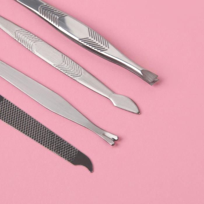 Набор маникюрный, 7 предметов, цвет коричневый/чёрный