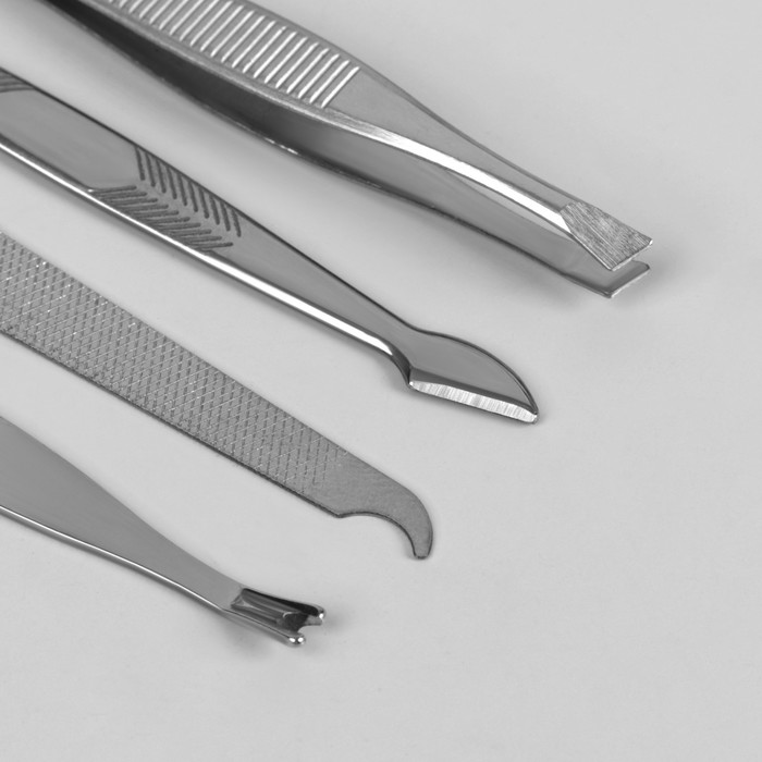 Набор маникюрный, 7 предметов, цвет бордовый/чёрный