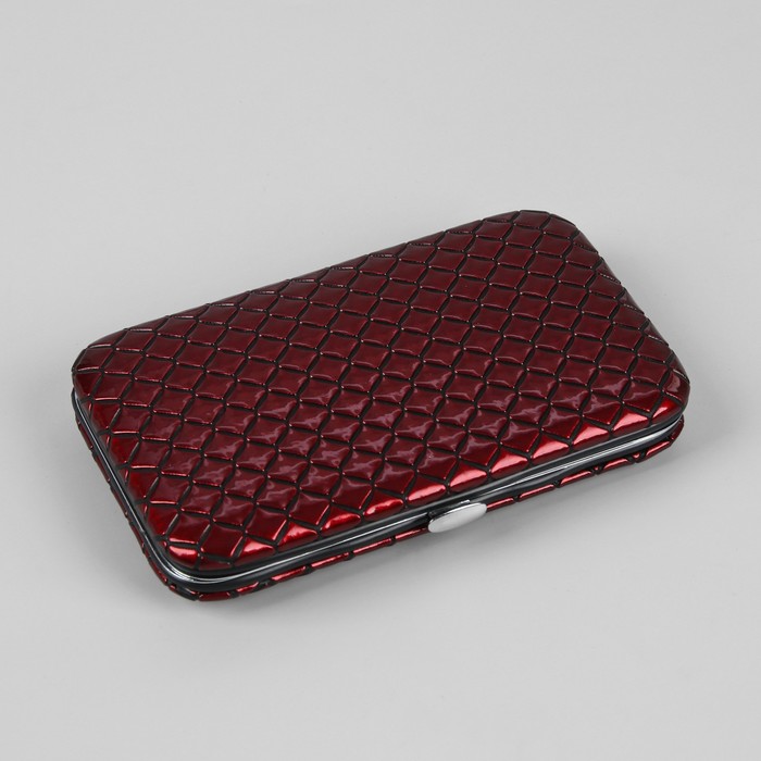 Набор маникюрный, 7 предметов, цвет бордовый/чёрный