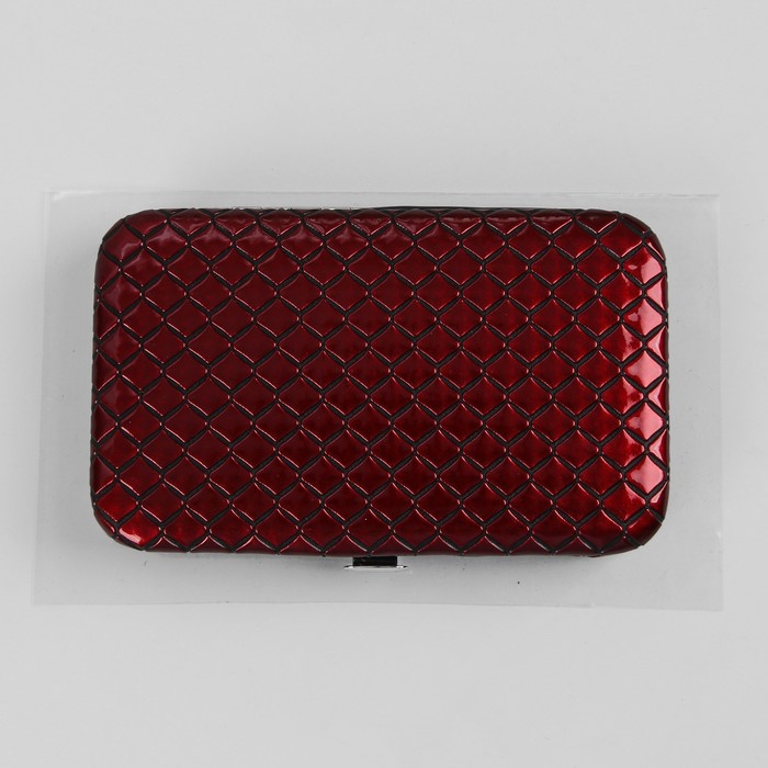 Набор маникюрный, 7 предметов, цвет бордовый/чёрный