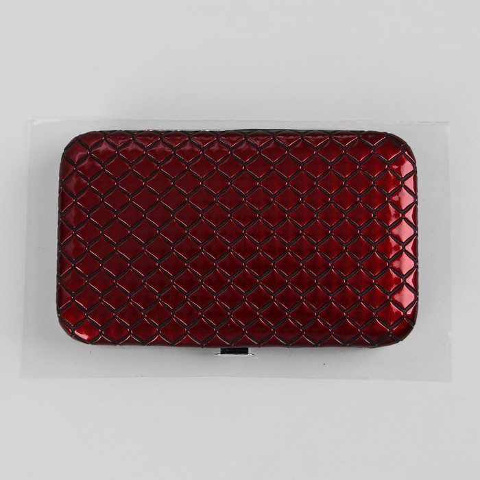 Набор маникюрный, 7 предметов, цвет бордовый/чёрный