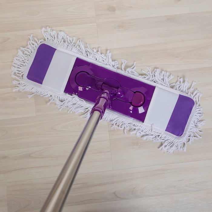 Швабра плоская, телескопическая ручка 90-135 см, насадка из микрофибры