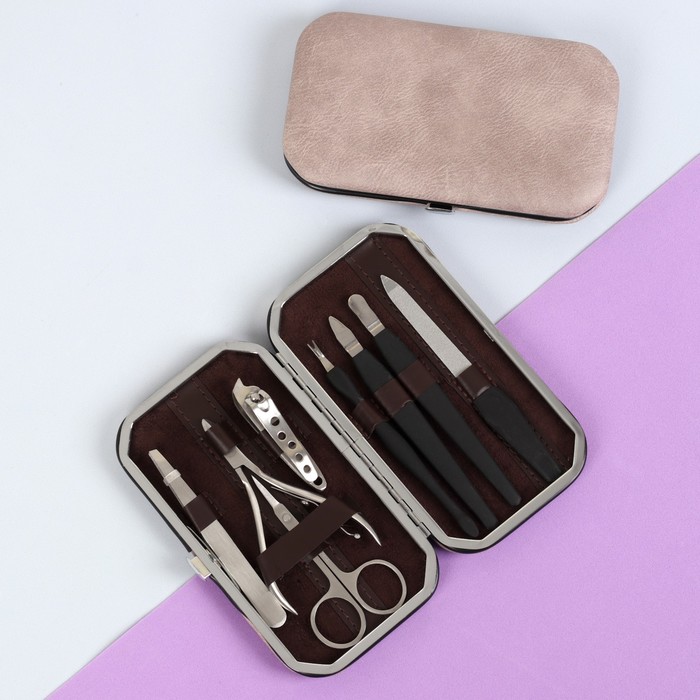 Набор маникюрный, 8 предметов, цвет серый