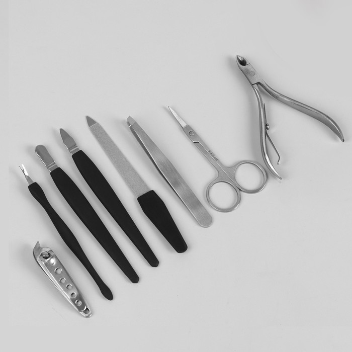 Набор маникюрный, 8 предметов, цвет серый