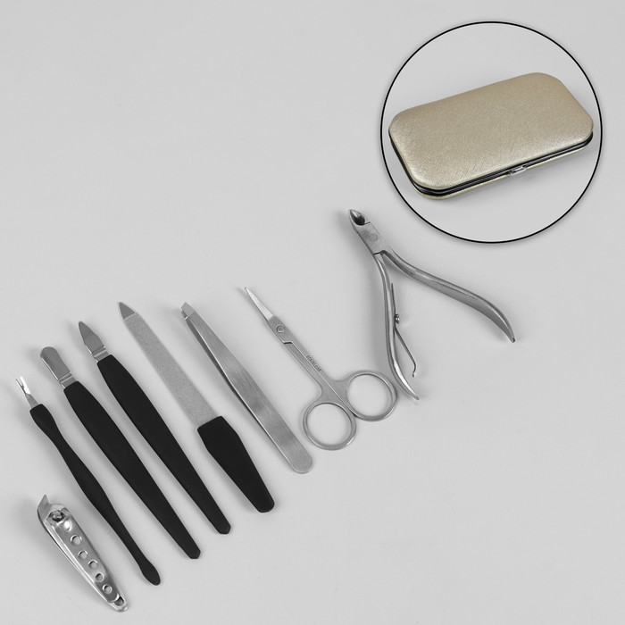 Набор маникюрный, 8 предметов, цвет золотой